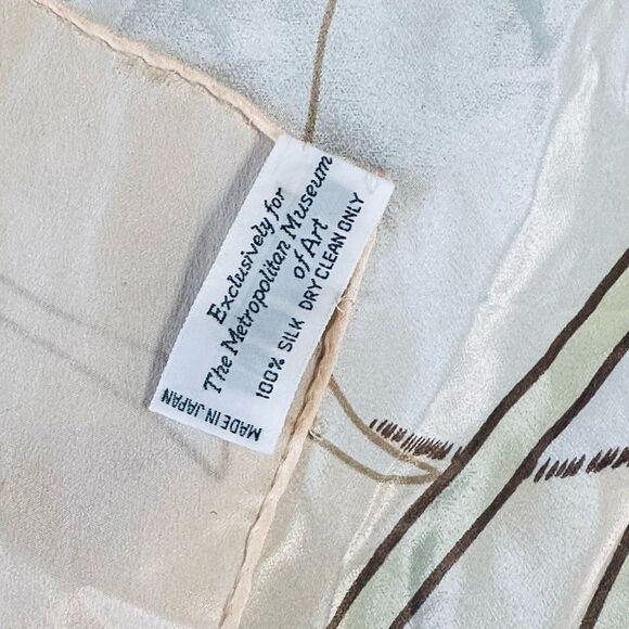 Vintage Art Nouveau Georges De Feure MMA Silk Scarf with Orange and tan Hues - Picture 5 of 8